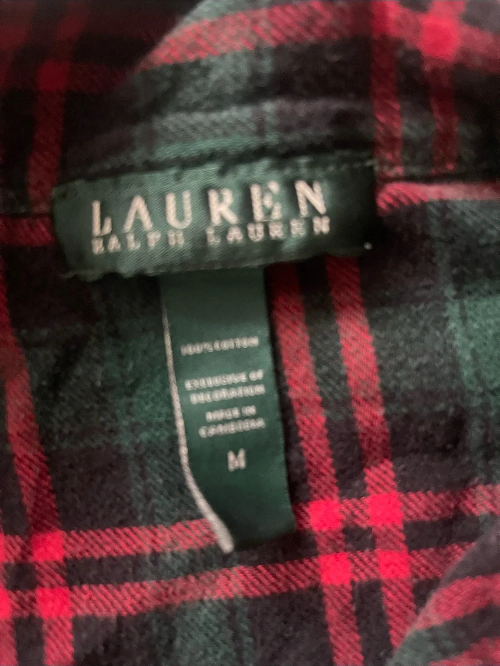 Lauren Ralph Lauren Green & Red Plaid Button-Front Pajama Set with Crest